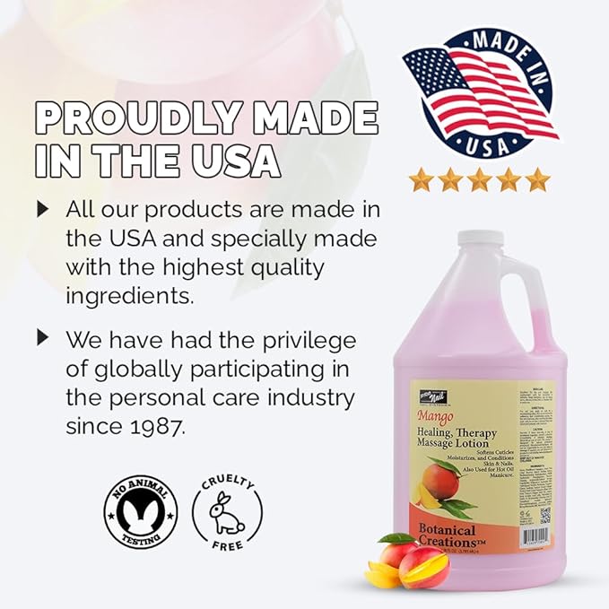 PRONAIL - Healing Therapy Massage Lotion - Professional Pedicure, Body and Hot Oil Manicure, Infused with Natural Oils, Vitamins, Panthenol and Amino Acids (Mango, 1 Gallon)
