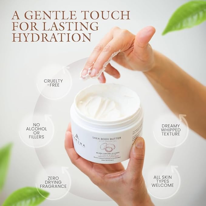 AZMERA Shea Body Butter - Organic Body Butter for Women & Men Dry Skin Rich in Antioxidants & Vitamin E - Vegan Shea Butter Moisturizer, Raw Shea Butter from Africa (Aloha Orchid, 250ml)