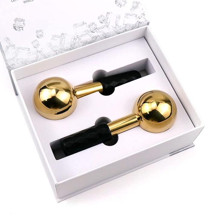 Globes for Facials, Cooling Roller for Face, Cryo Sticks Massager for Face Neck & Eyes, Cold Roller Skin Care for face Puffiness, Dark Circles, Wrinkles, Collagen Production (Gold)