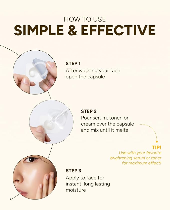 Vita Brightening Melting Capsule โ Vitamin C for Bright and Radiant Skin | Korean Skin Care for Sensitive Skin | Booster for Brightening Serum, Toner & Moisturizer | 8 Capsules