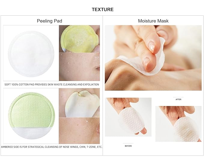I'M SORRY FOR MY SKIN Peeling Pad & Moisture Mask, Korean Toner & Exfoliating Face Pads, Makeup Remover Cotton Rounds, Glass Skin Self Care Items, 2-Step Skin Care Travel Essentials Kit (Set of 10)