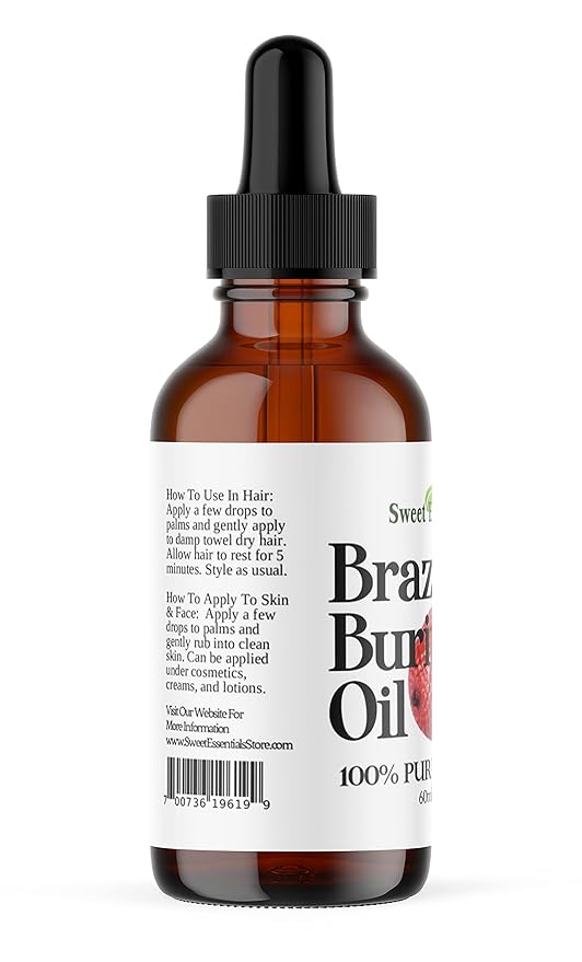 Sweet Essentials 100% Organic Buriti (Aguaje) Fruit Oil | Imported From Brazil | 2oz Glass Bottle With Glass Dropper | 100% Pure | Cold-Pressed | Natural Moisturizer for Skin, Hair and Face