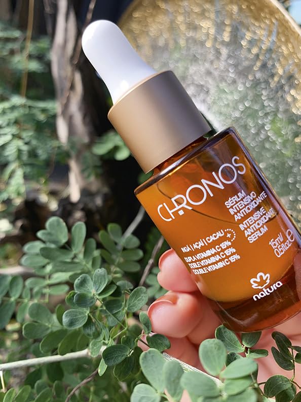 natura - Chronos Intensive Anti-Oxidant Serum - Brightening 15% Vitamin C Serum - Protects from Oxidation with Inga, Açaí & Cacau - Stimulates Collagen Vegan & Cruelty-Free Skincare - 15ml