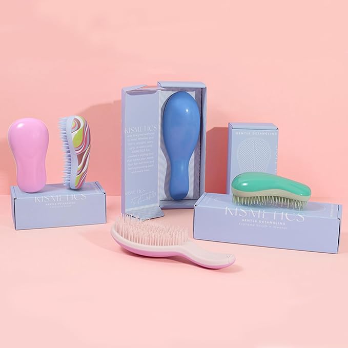 Hand Grip Brush, Gentle Detangling, Detangler Hair Brush for All Hair Types. For use on Wet or Dry Hair (Lavender Pink)