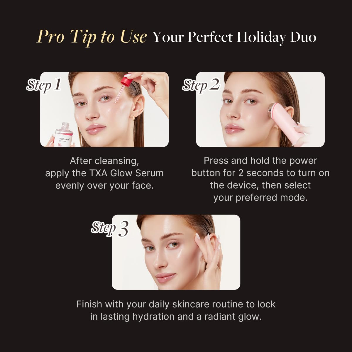 medicube Booster Pro Holiday Gift Set, Amazon Exclusive | Limited Mocha Booster Pro + TXA Niacinamide Serum | Gift for Women & Men | Perfect for Holiday Gifting & Self Care | Korean Skin Care Kit