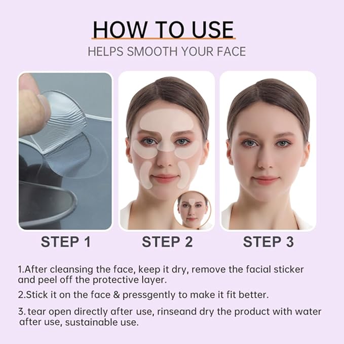 Facial and Forehead Wrinkle Patches, Reusable Hydrogel Face Lift Tape Invisible Anti Wrinkle Patches to Reduce Fine, Frown and Smile Lines, Overnight Filler for Deep Wrinkles Instantly(face-12pcs)