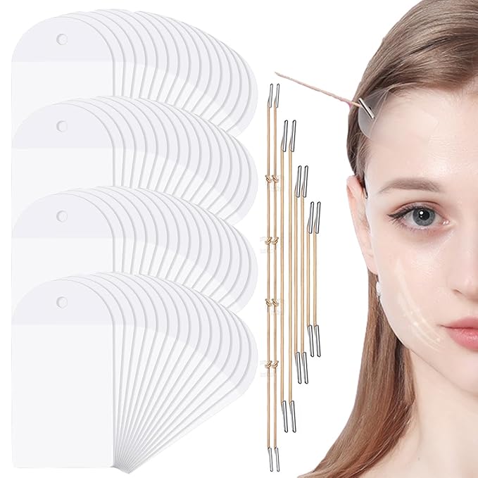 Face Lifting Tape, Face Lift Tape invisible, 80PCS Japanese Face Tape for Wrinkles, Skin Facial Face Neck Tapes for Lifting Sagging Skin with Lifting Rope