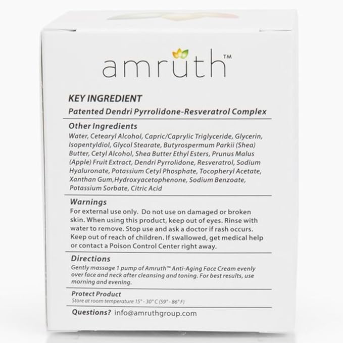 Amruth Resveratrol Daily Anti-Aging Facial Cream, 1oz Jar with Pump, Lightweight, Firms and Nourishes Skin, Smooths Appearance of Fine Lines and Wrinkles