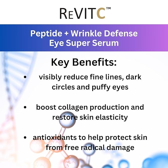 ReVitC Peptide + Wrinkle Defence Eye Super Serum for Face and Neck with Plant Stem Cells, Peptide Complex, MSM, and much more.