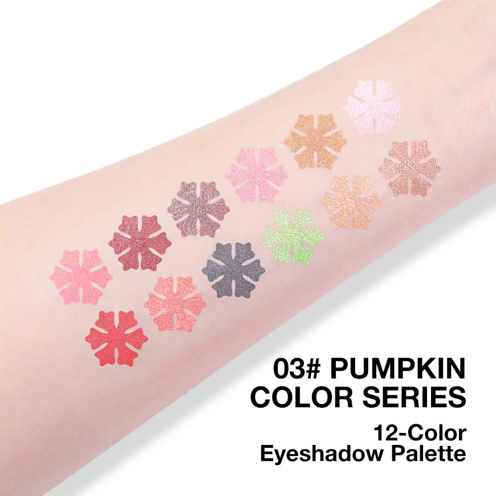 Twelve Eye Shadow Palette, Pink Red Brown Bronze Black Green Champagne Gold Rose Gold Eyeshadow Palette Makeup, Highly Pigmented Pressed Powder,Blendable Matte and Shimmer for Woman girls Eyes 03