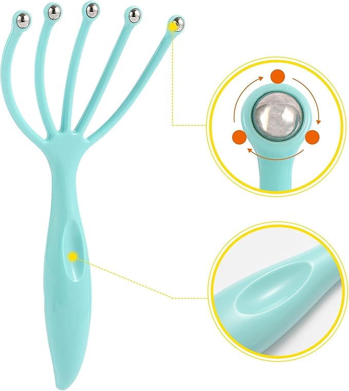 8 Pcs Scalp Massager Portable Handheld Spa Head Massager for Deep Relaxation and Stress Reduction Manual Head Massage Tool for Office Home Christmas Gift (Pink, Blue)