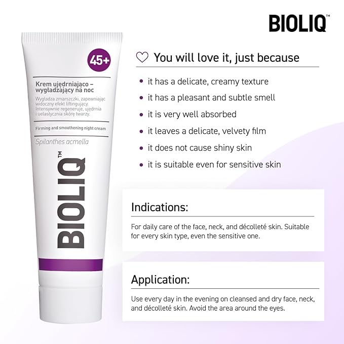 45+ Firming and Smoothing Night Cream - Regeneration, Wrinkle Smoothing, Lifting Effect with Spilanthes Acmella, Hyaluronic Acid - 50 ml