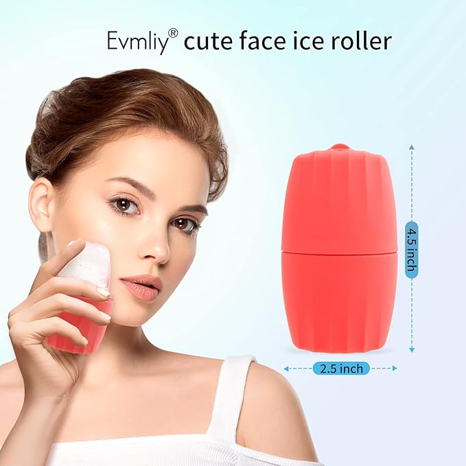 2Pack Silicone Ice Roller for Face Puffiness and Brightening Skin Glow, Reusable Facial Ice Mold with Freezer.