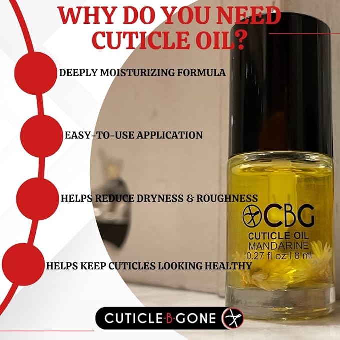 Nail Care Tool, Cuticle Remover Tool with Interchangeable Attachments & Cuticle Oil for Nails, Hydrating Cuticle Oil, Softens Dry Cuticles, Mandarine, 0.27 Fl Oz