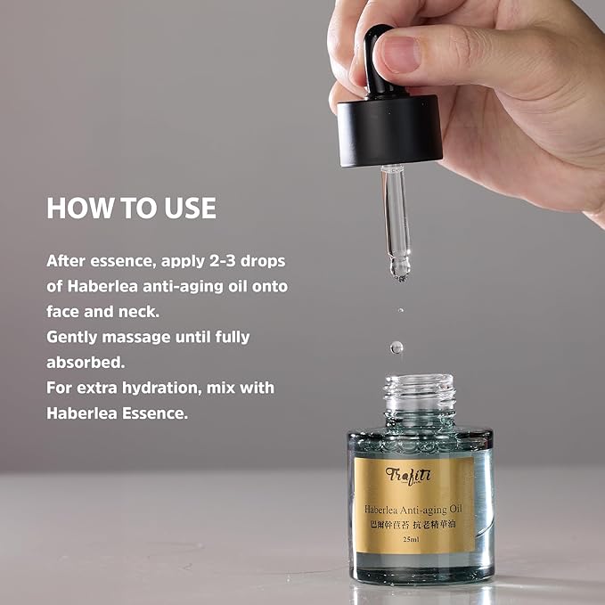 Haberlea Oil โ Natural Anti-Aging Moisturizer for Dry Skin, Fine Lines & Wrinkles, Lightweight Face Oil for Hair & Body โ All Skin Types โ Made in Taiwan โ 25ml / 0.85 fl oz