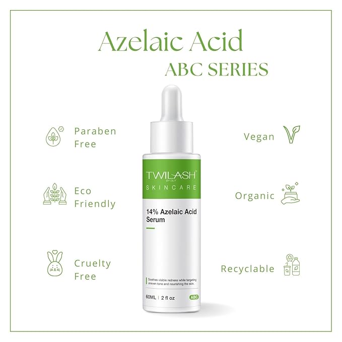 14% Azelaic Acid Serum 120ml for Advanced Acne Treatment, Redness Relief, Skin Soothing, Pore Care, and Daily Protection - 2 fl oz/60 ml*2