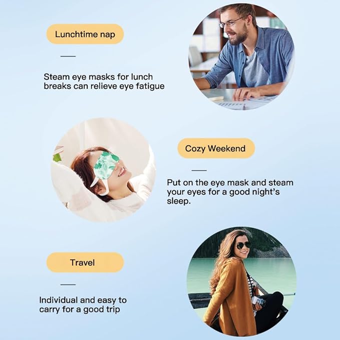 16 Packs Steam Eye Mask Herbal Hot Compress Eye Mask Self Heating Disposable Eye Masks Spa Office Travel Essentials & Relaxation Gifts