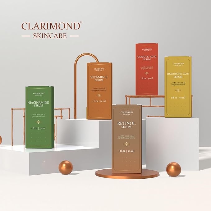 CLARIMOND Vitamin C Multi-Peptides Serum for Face – 20% Vitamin C enriched with Niacinamide & Hyaluronic Acid for Hydration & Glow, Dark Spot Remover & Brightening Serum with Chamomile & Witch Hazel