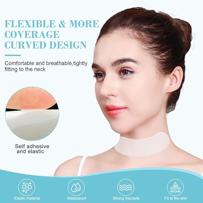 Neck Wrinkle Patches, Reusable Hydrogel Anti Aging Facial Pads, Hypoallergenic Silicone Gel Sleep Tape, Smooth Fine Lines,Mask for Skin Tightening and Firming,Crepe Erase and Neck Lift (neck-2 Pcs)
