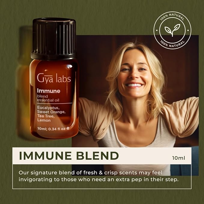 Gya Labs Immune Essential Oil Blend for Diffuser & Wellness - Thieves Essential Oil for Cleansing & Invigorating (0.34 Fl Oz)