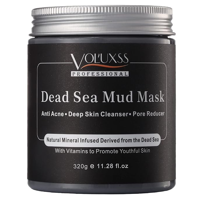 Dead Sea Mud Mask for Face and Body,Deep Cleansing Face Mask for Acne,Pore Minimizer,Natural Skincare Charcoal Blackheads Remover,Skincare Spa Clay Facial Mask for Women & Men 11.28fl.oz