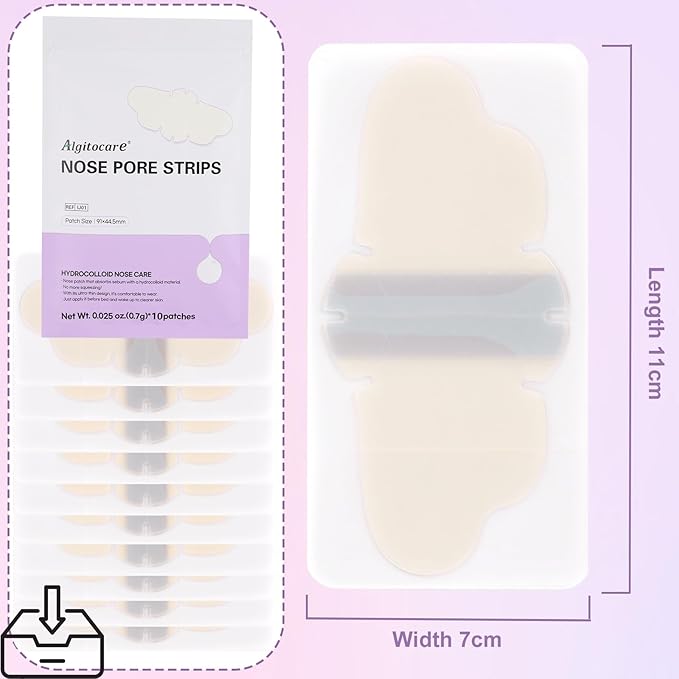Nose Pore Strips - Hydrocolloid Patches for Pores and Pimples, Blackhead Remover for overnight, Nose & Face cleaner (10 count)