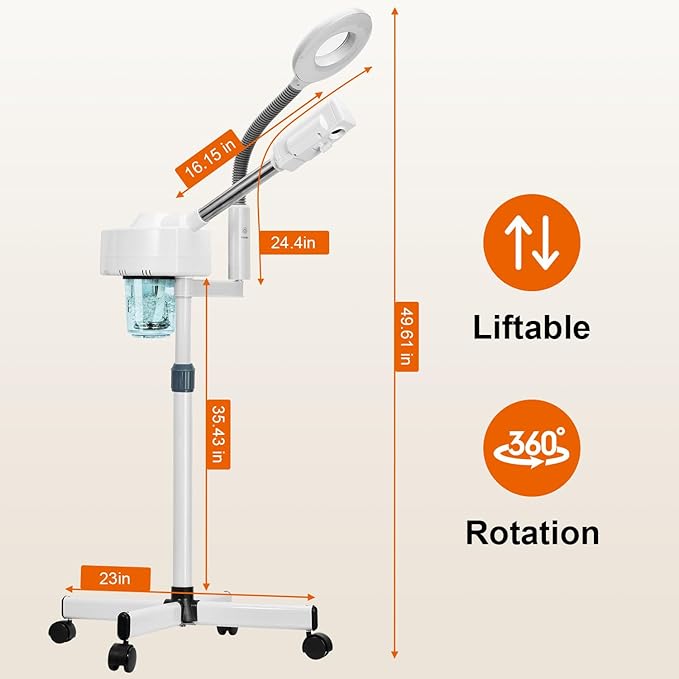 2 in 1 Facial Steamer, Professional Facial Steamers with 5X Magnifying Lamp, Face Steamer for Esthetician, Facial Steamer for Home Beauty Salon SPA