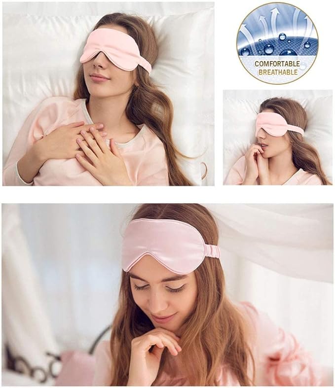 100% Natural Mulberry Soft Silk Sleep Mask, Light Blocking Eye Masks For Sleep, Night Blindfold Eye Mask Cover For Men And Women, Sleeping Night Mask For Travel