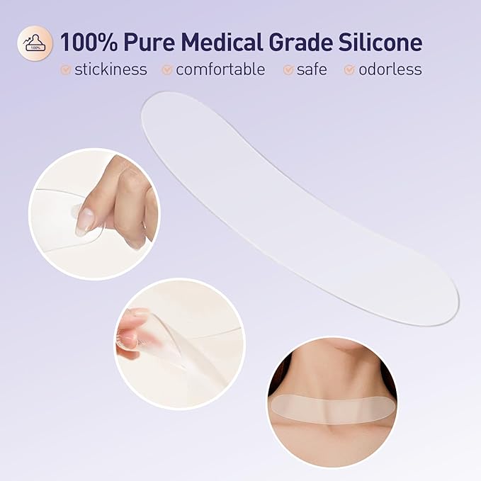 Neck Silicone Wrinkle Patches Reusable for Wrinkles Treatment, Anti Aging Wrinkle Pads Overnight, 2 Patches