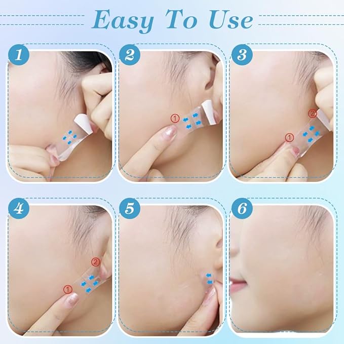 AHANDMAKER 200 Pcs Face Lift Tape Invisible, Face Tape Lifting Invisible, Instant Face Lift Neck Tape Facial Tape for Double Chin Jowls Eyes Wrinkles Sagging Skin