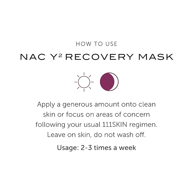 111SKIN NAC Y2 Recovery Mask, Antioxidant Facial Mask for Women and Men, Redness Relief, Skin Barrier Support, 2.53 oz