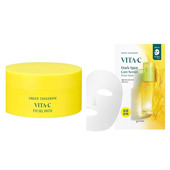 Kit Vitamina C de Mandarina Verde. Kit Goodal Green Tangerine Vitamin C Moisturizing Eye Patch and Green Tangerine Vitamin C Dark Spot Care serum