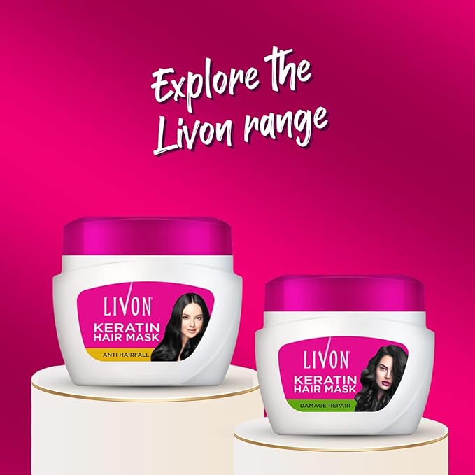 Livon Hair Mask Damage Repair | Repairs Damage, Controls Frizz | Infused with Keratin for Stronger, Smoother, Shinier Hair | 15.2 Fl Oz