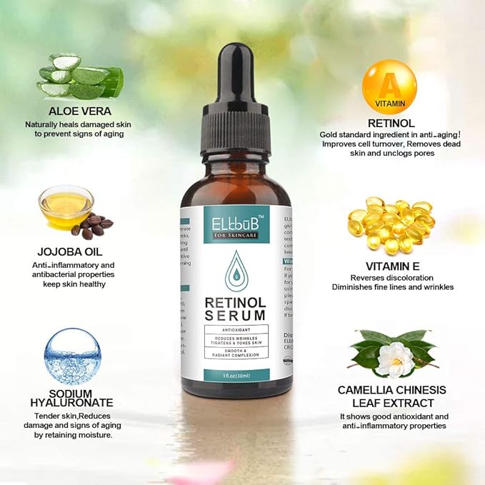 Day-Night Anti Aging Vitamin C Serum Retinol Serum For Face with Retinol & Amino Acids - Boost Skin Collagen,Hydrate & Plump Skin Facial Serum