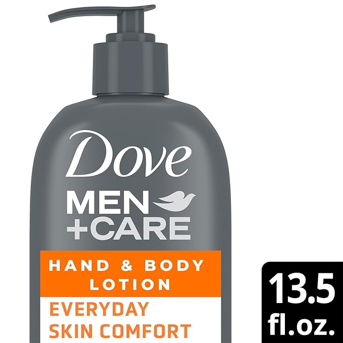 Dove Hand & Body Lotion, Men+Care Value Pack – Everyday Skin Comfort Formula with Shea Butter & Jojoba Oil, Refreshing Lotion for Dry Skin, 13.5 Fl Oz (Pack of 2)