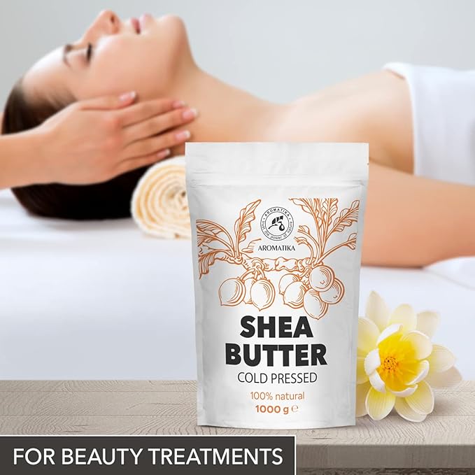 AROMATIKA Shea Butter 35 Oz - Unrefined Raw/Pieces - Africa - Ghana - 100% Pure Shea Butter Body Butter - Cosmetic Grade - for Hair Skin Lip Face Feet Body Care