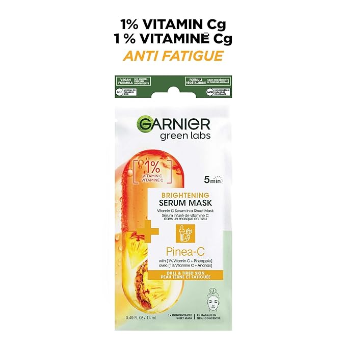 Pinea-C Brightening Serum Mask 5 Minute Sheet Mask with Vitamin C + Pineapple