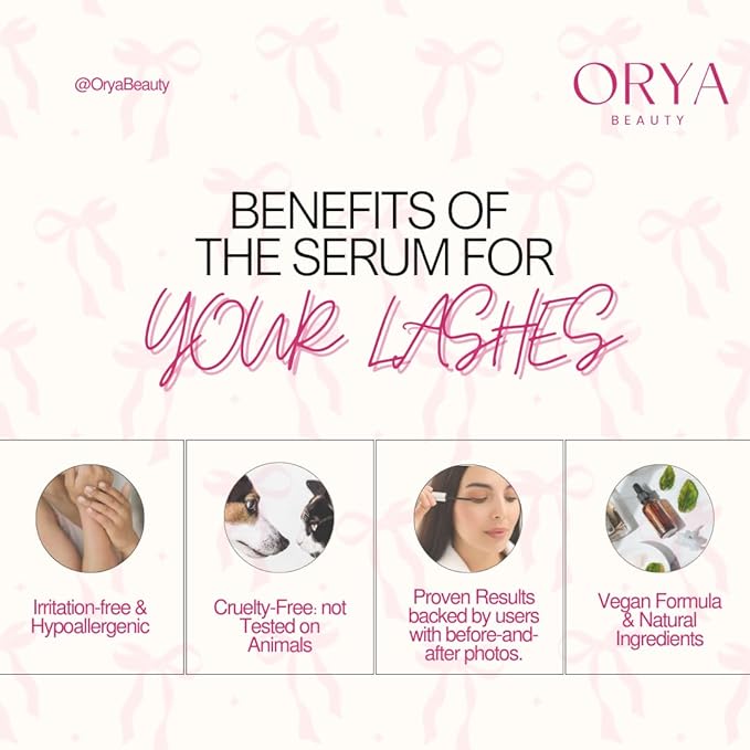 ORYA BEAUTY - Advanced Eyelash Growth Serum - Boosts Length, Thickness, & Strength with 100% Natural, Vegan Ingredients - Nourishes, Strengthens, & Irritation-Free Lashes for Fuller, Healthier Look