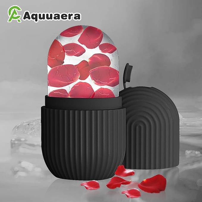 Ice Roller for Face and Eye,Ice Cube Roller Massager for Skin Women Care Tools, Naturally Conditioning De-Puff Eye Bags, Reduce Migraine Pain, Reusable Massage Silicone Ice Mold (Black)