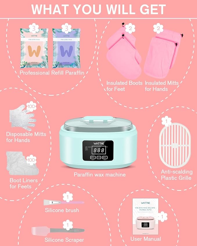 Paraffin Wax Machine for Hand and Feet -Paraffin Wax Warmer Moisturizing Kit Auto-time and Keep Warm Paraffin Hand Wax Machine for Arthritis(Green)