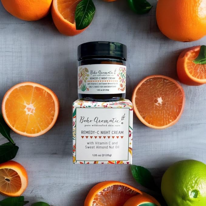 Vitamin C Night Cream for Face, Brightening Vitamin C Moisturizer Face Cream โ Hydrating Rich Night Cream in Eco-Friendly Glass Jar, cruelty free by Boho Aromatic Remedy-C