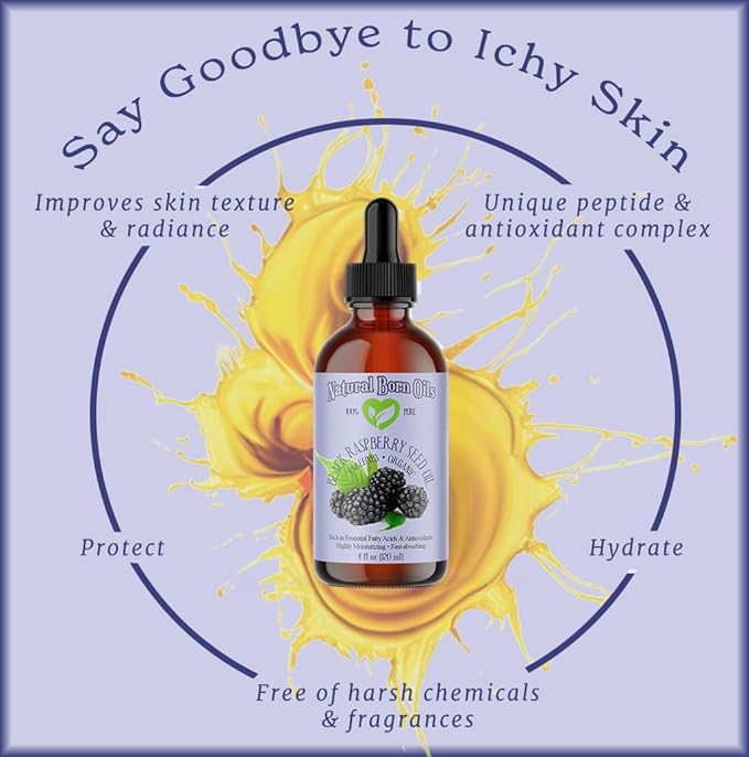 Natural Born Oils Black Raspberry Seed Oil, 16oz, Organic, Cold-Pressed, High in Ellagic Acid, Skin Moisturizer, Hair Health