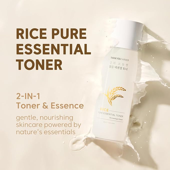 THANKYOU FARMER Rice Pure Toner โ Hydrating K-Beauty Face Milk with Niacinamide & Centella โ Vegan Korean Skincare for Men & Women, All Ages โ Natural Toner for Dry, Sensitive Skin (7.03 oz)