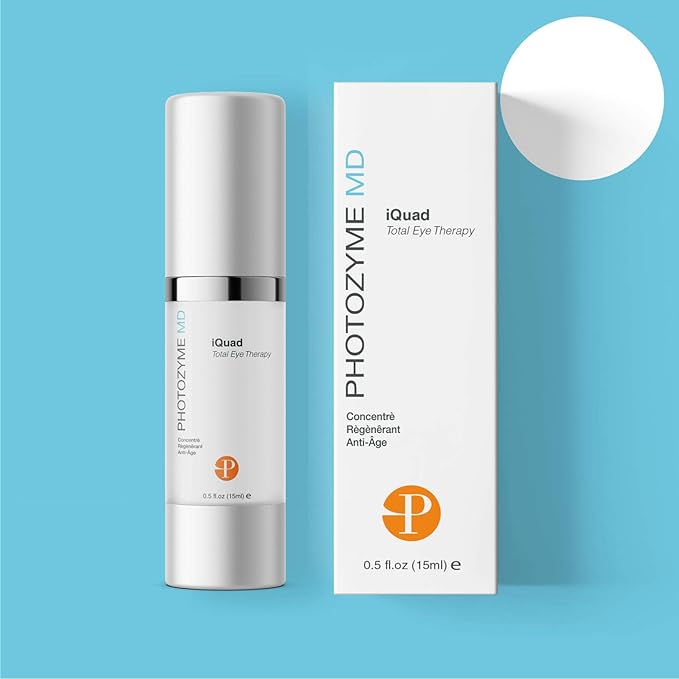 PHOTOZYME iQuad Total Eye Therapy with DNA Repair Enzymes | Anti Aging Eye Cream | Use to Reduce Bags, Dark Circles, Puffiness | Firms and Tightens The Delicate Skin Surrounding The Eye | 0.5 Fl Oz