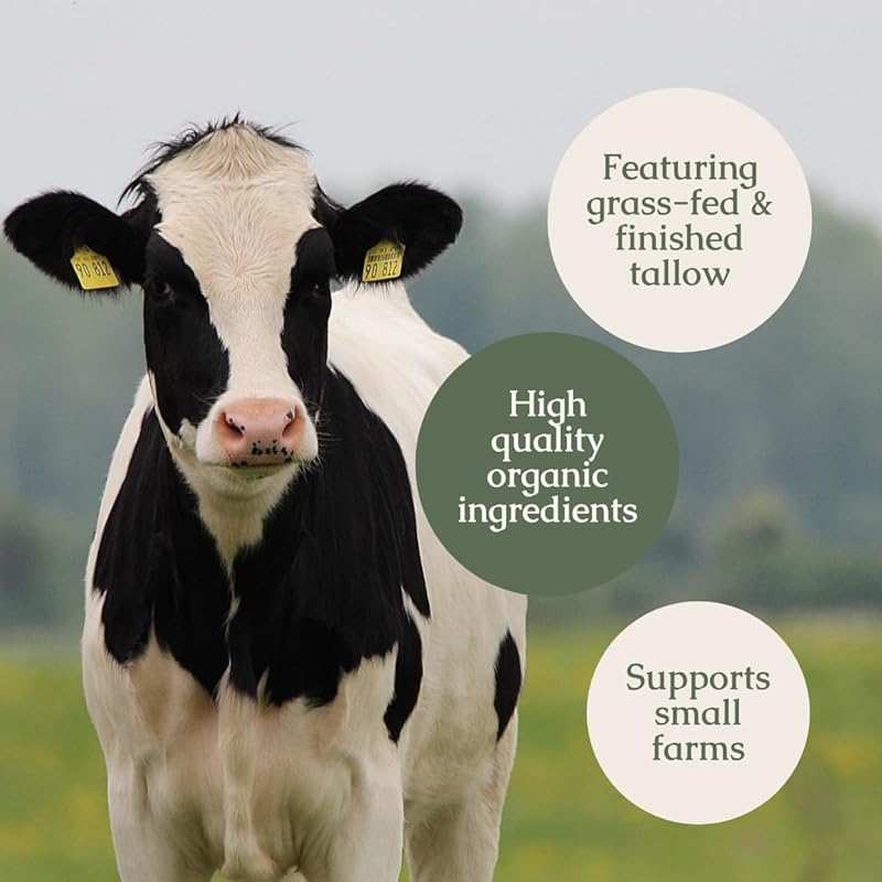 Handmade Whipped Tallow Balm, Organic, Moisturizer, Body Butter with Infused Olive Oil, for Eczema, Rosacea, Baby (Lavender)