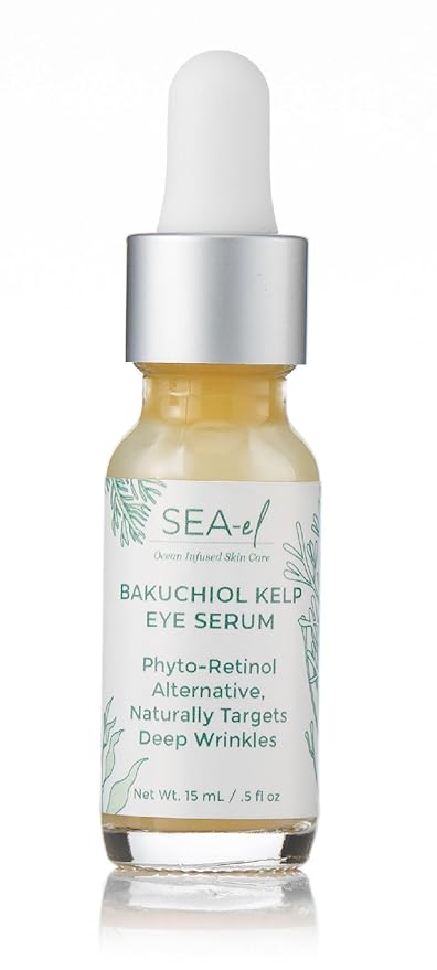 Bakuchiol Kelp Eye Serum Plant-Based Skincare Naturally Boosts Under Eye Glow Targets Deep Wrinkles & Supports Smooth Skin - Retinol Alternative for Women or Men, Vegan - .5 oz