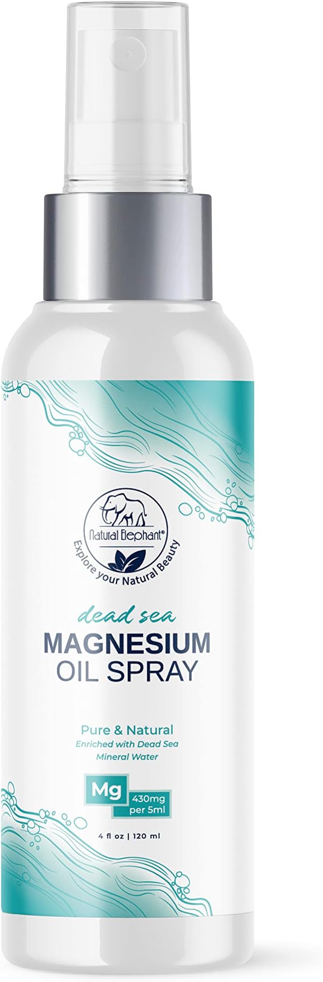 Natural Elephant Dead Sea Magnesium Oil Spray for Topical Use | 100% Pure | 4 fl oz (Pack of 2) | Promotes Relaxation and Well-Being