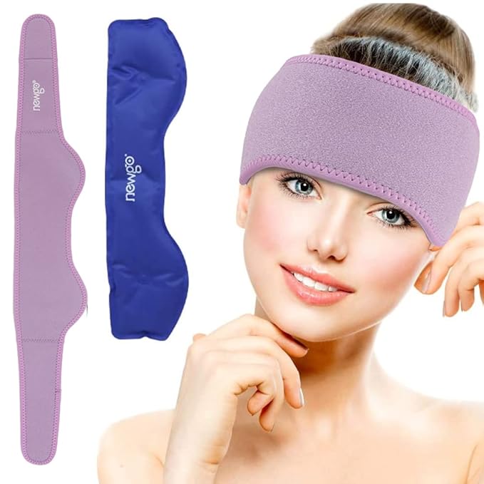 NEWGO Bundle of Gel Eye Mask and Headache Ice Pack Purple