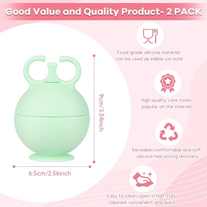 2 Pack Ice Face Roller Facial Gua Sha Tool Ice Roller for Face Beauty Gifts Ice Cube Roller Facial Ice Mold (Pink Green)