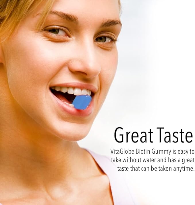 VitaGlobe Biotin 5000mcg Gummy - Mixed Berry Gummy for Hair, Skin & Nails, 40 Count (Pack of 1)